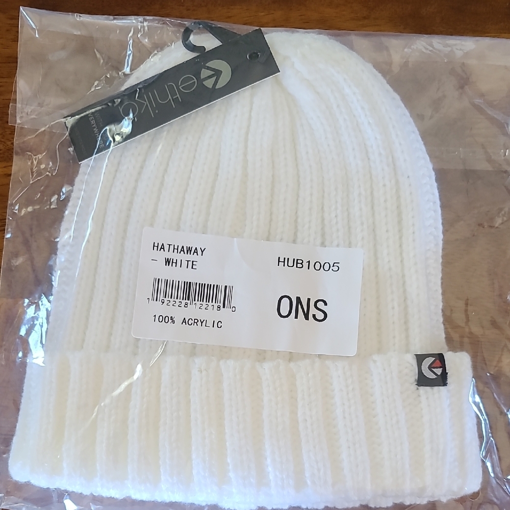 Ethika White Ribbed Beanie